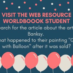 Visit the web resource worldbook student. Search for the article about the artist Banksy. What happened to their painting "Girl with Balloon" after it was sold?