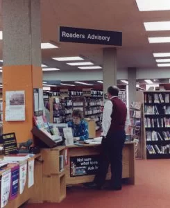Reader's Advisory desk in old Emerson building, circa 2000.