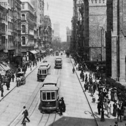 Broadway and tenth street, 1911. Black and white.