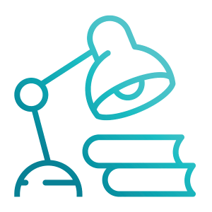 Desk lamp and stack of books. Illustration.