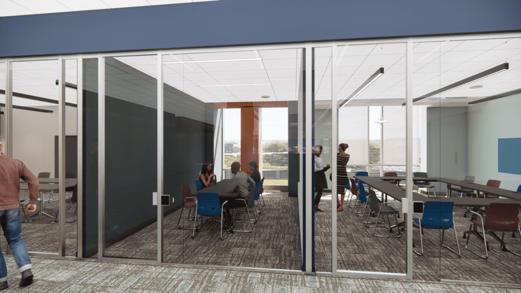 3-D rendering of adult study room.